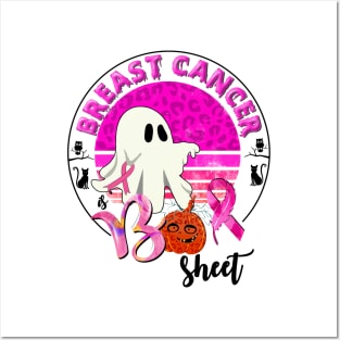 Boo Pumpkin Cute Ghost Pink Ribbon Breast Cancer Halloween Posters and Art